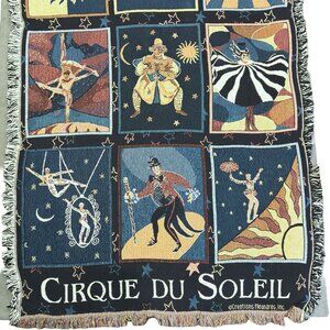Cirque du Soleil Woven Tapestry Throw Blanket 100% Cotton Fringe